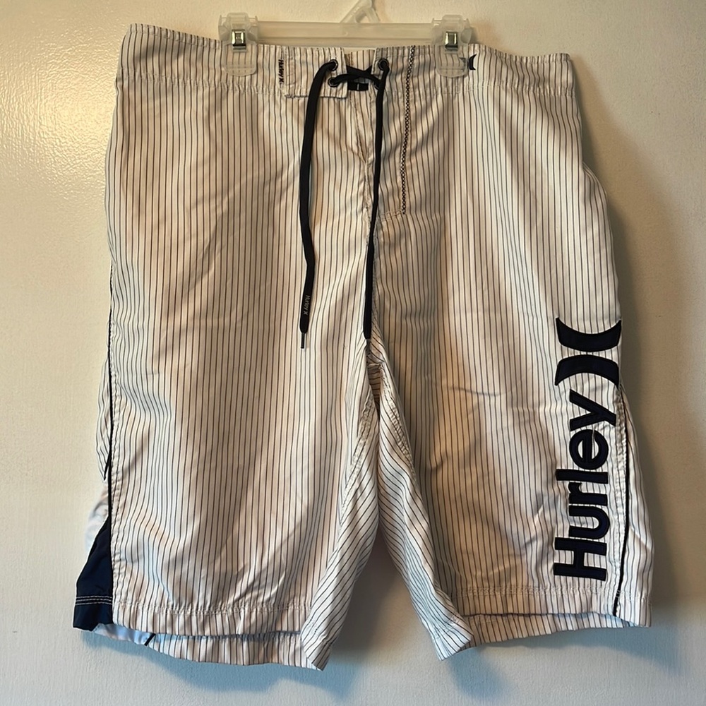 Hurley white and navy swim trunks size 34